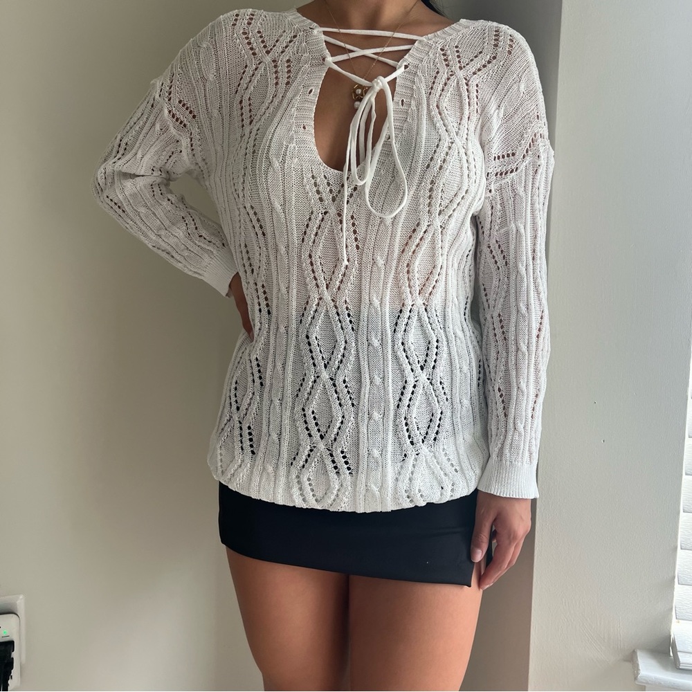 White knit sweater ✨🤍💞